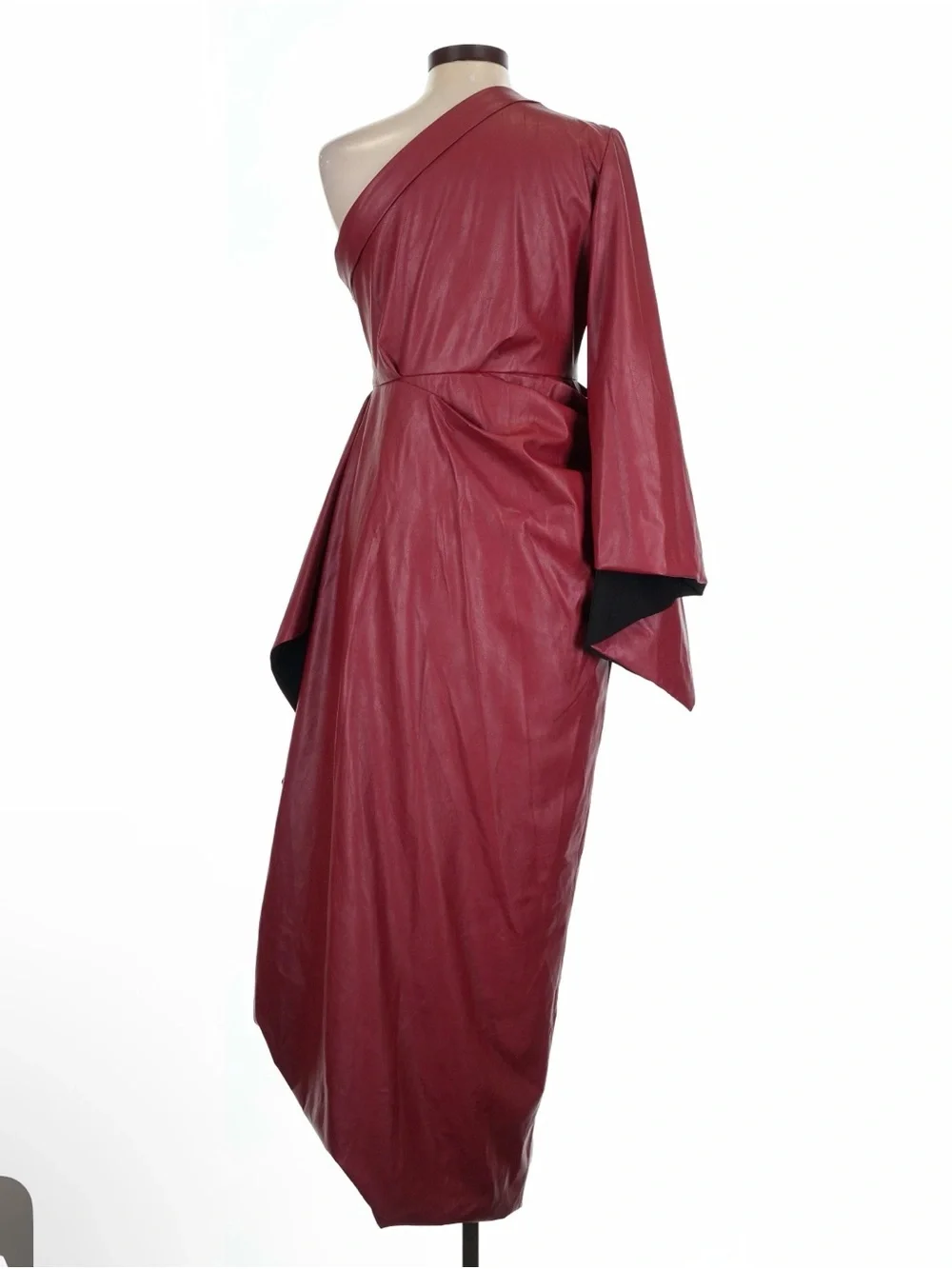 Julia Allert Red Soft Faux Leather Midi Dress